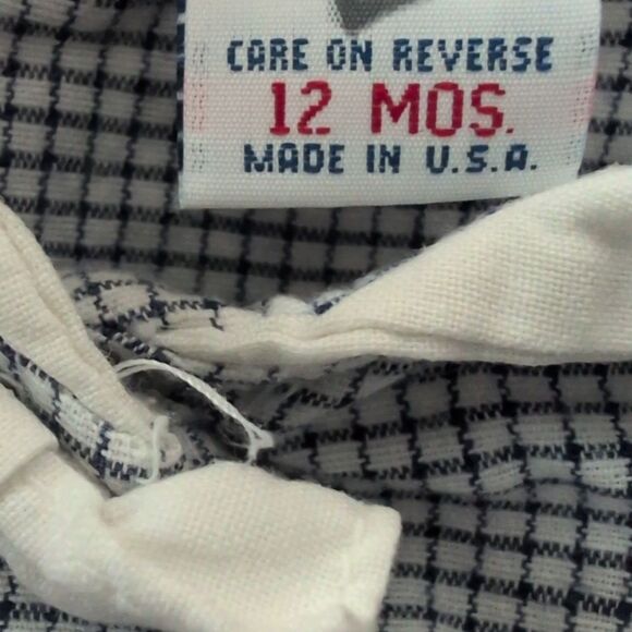 Oshkosh B'Gosh Girls Vintage Blue & White Checkered Short Romper Infant - Picture 5 of 8